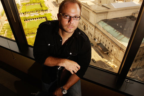 Chris Ostoich of Blackbook on the 15th floor of the Chiquita Building in Cincinnati.Photo Ben French