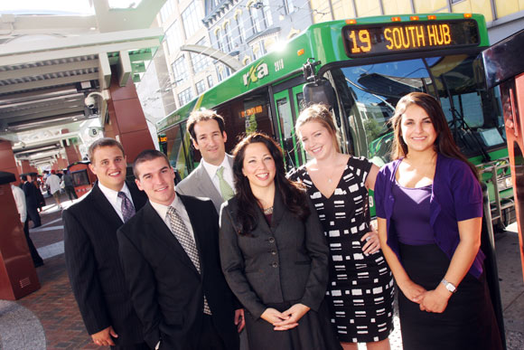 Katie Hill (center) and Commuter Advertising in Dayton. Photos Ben French